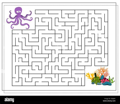 A maze game for kids. Guide the octopus through the maze to the corals ...