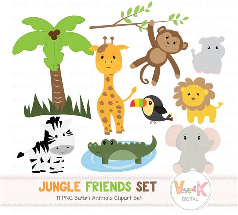 Safari Jungle Animals Clip Art, African Animals Clipart, Jungle Clipart ...