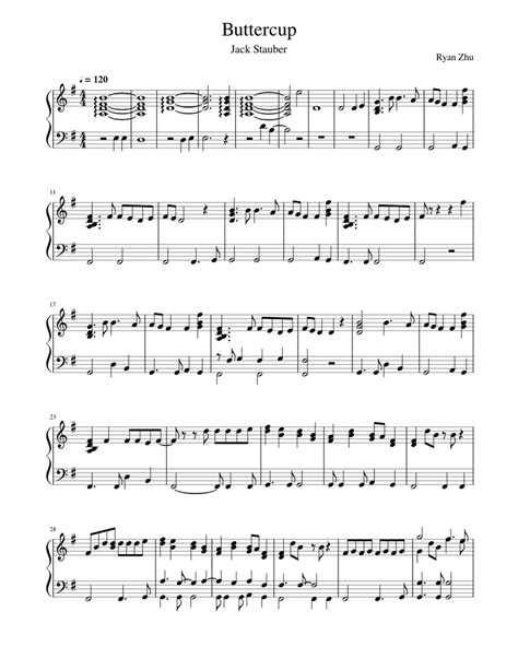 Jack Stauber - Buttercup (Piano Score) Sheet music for Piano (Solo) | Musescore.com