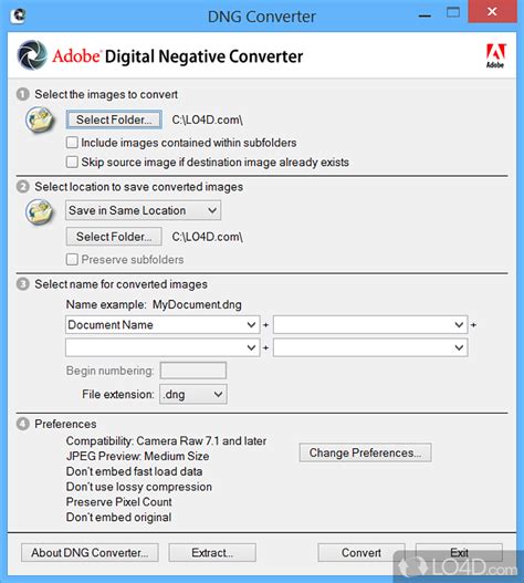 Adobe DNG Converter - Screenshots