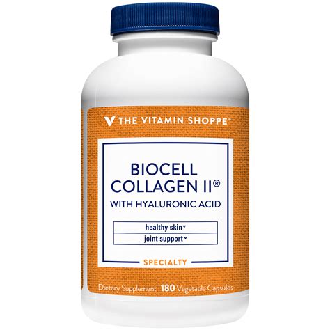 The Vitamin Shoppe BioCell Collagen II with Hyaluronic Acid 1000MG (180 Vegetable Capsules ...