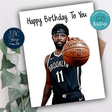 Brooklyn Nets Kyrie Irving Birthday Card Instant Download | Bobotemp