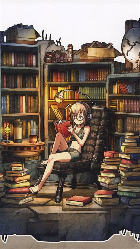 Anime Girl Reading Books Wallpapers - Wallpaper Cave