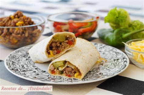 Burritos mexicanos con carne picada y frijoles - Recetas de ¡Escándalo!