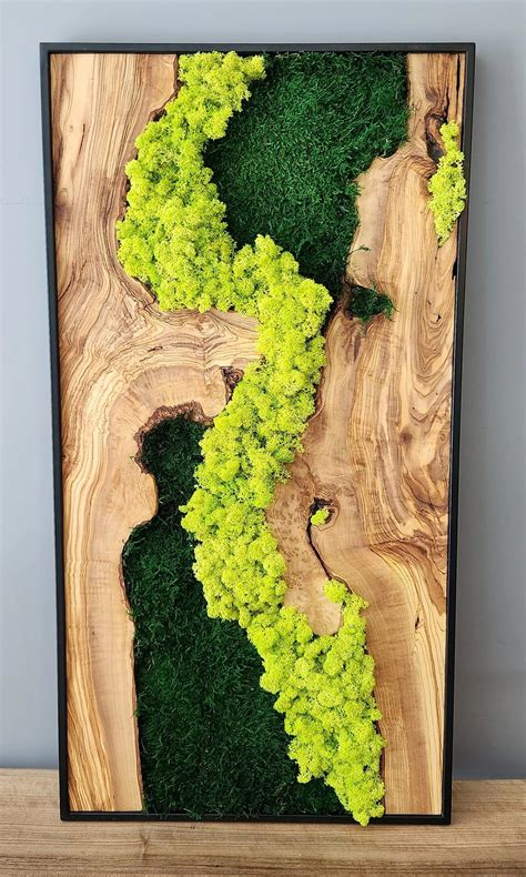 Custom Made Moss and Olive Wood Wall Art Rectangular | Premium Handmade Wall Sculptures in 2023 ...