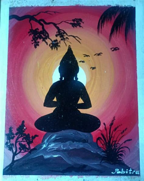 Buddha - Indian Art (18" x 30") - International Indian Folk Art Gallery