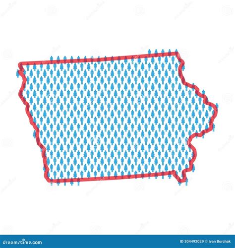 Iowa Population Map. Stick Figures People Map. Pattern of Men and Women ...