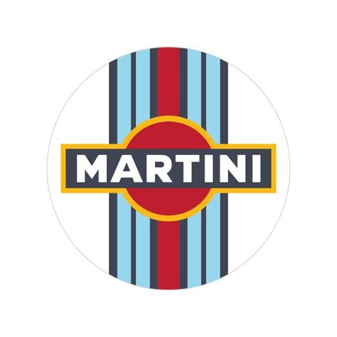 the logo for martini on a white background with blue, red and yellow striped pattern