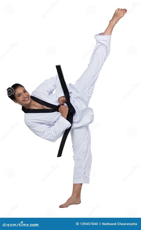 Master Black Belt TaeKwonDo Beautiful Woman Stock Photo - Image of kick ...