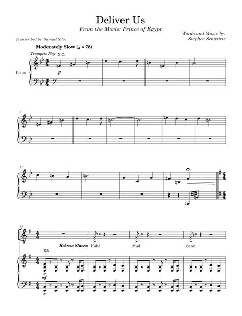 Deliver us - Prince of Egypt Sheet music for Piano, Vocals (Piano-Voice ...