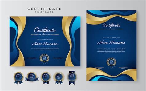 Premium Vector | Modern elegant blue and gold diploma certificate template certificate of ...