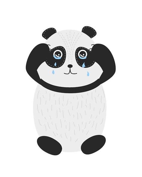 Premium Vector | Sad panda the panda is crying vector illustration