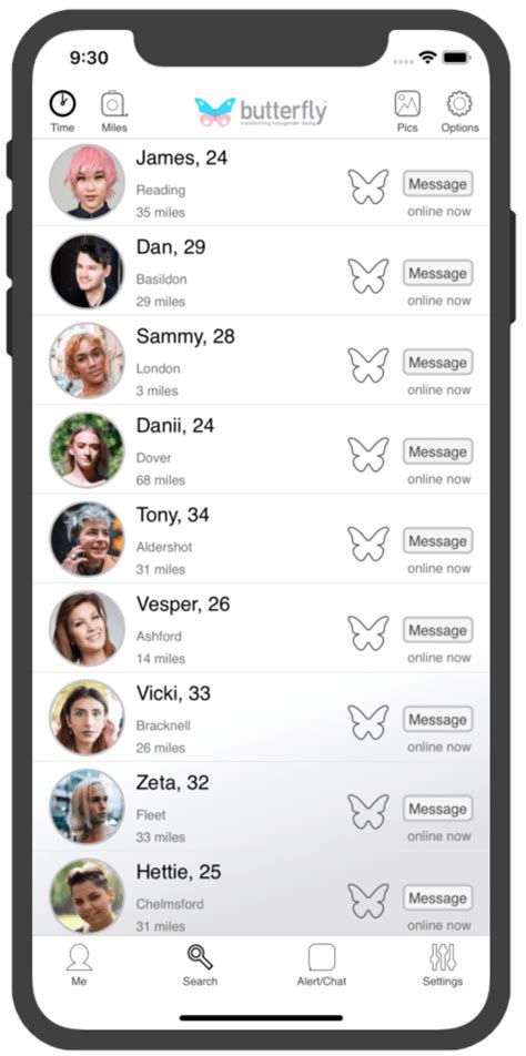 Butterfly dating app features