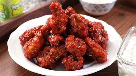 Sweet, sour, & spicy Korean fried chicken (Yangnyeom-tongdak) recipe by Maangchi