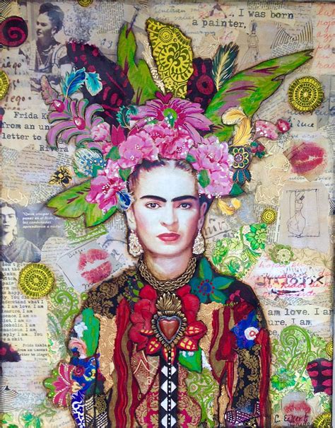 Frida Kahlo Collage Art Painting By Carrie Eckert Collages - Frida HD ...