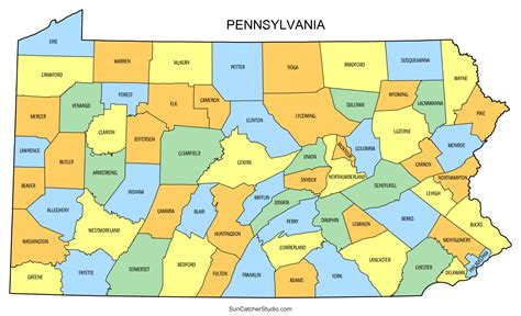 Pennsylvania County Map (Printable State Map with County Lines) – DIY Projects, Patterns ...