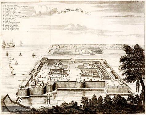 Antique Map of Dutch Fort of Jaffna Patnam, Sri Lanka