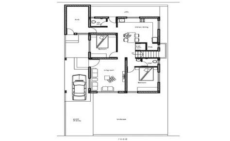 the floor plan for a two bedroom house with an attached bathroom and ...