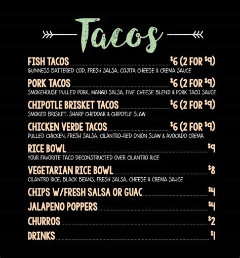 Food Truck Taco Menu - Buehler's Fresh Foods