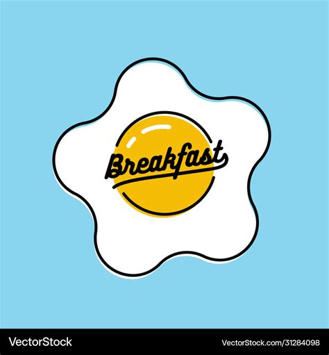 Breakfast logo or icon design with fried egg Vector Image