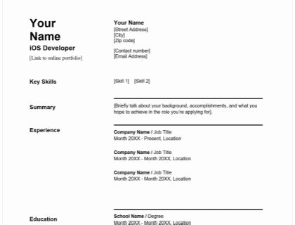 iOS Developer Resume