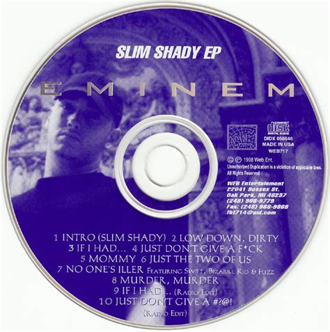 Slim Shady Ep by Eminem (CD 1998 WEB Entertainment) in Detroit | Rap ...