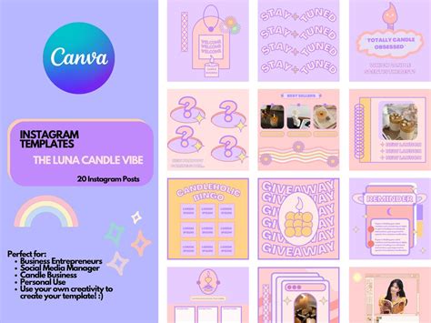 Instagram Template Canva. Pastel Template. Aesthetic Kawaii. - Etsy