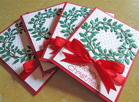 Wreath Christmas Cards Embossed Christmas Card Sets