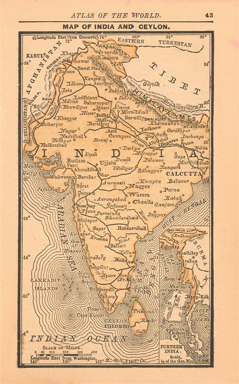 Map of India and Ceylon - Art Source International