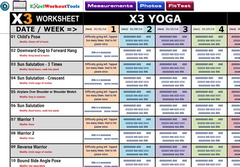 Excel Workout Tool for P90X3