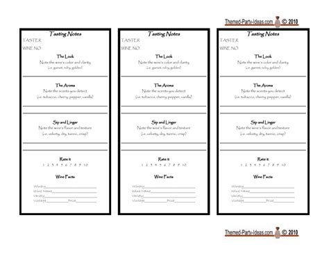 Wine Tasting Score Sheets - 3 Per Page Download Printable PDF ...