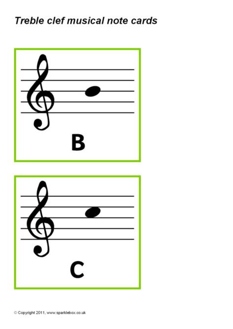 Treble Clef Flash Cards Printable