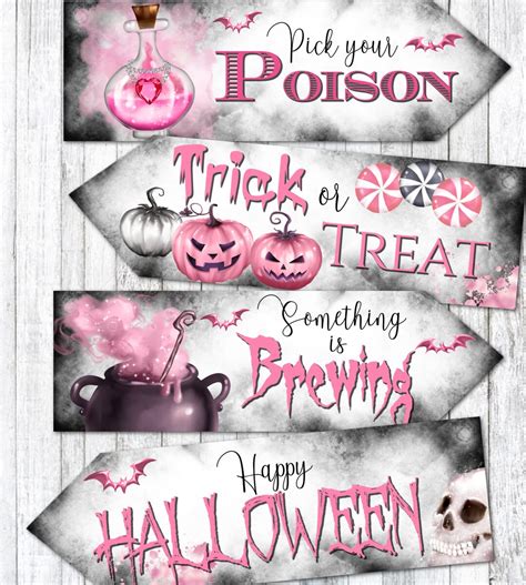 Set of 4 Pink Halloween Party Decoration Arrow Signs - Etsy