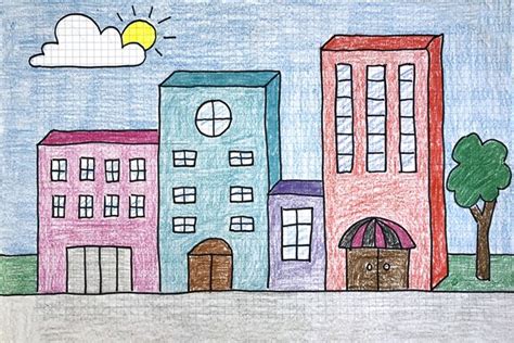 Easy How to Draw Buildings Tutorial Video and Buildings Coloring Page | Art drawings for kids ...