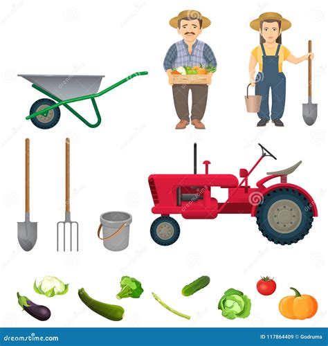 Set Of Farmers With Equipment Vector Illustration | CartoonDealer.com ...