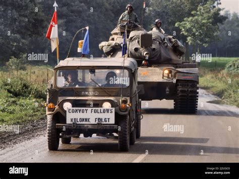 US Army, military column of M 60 tanks during NATO exercises in Germany ...