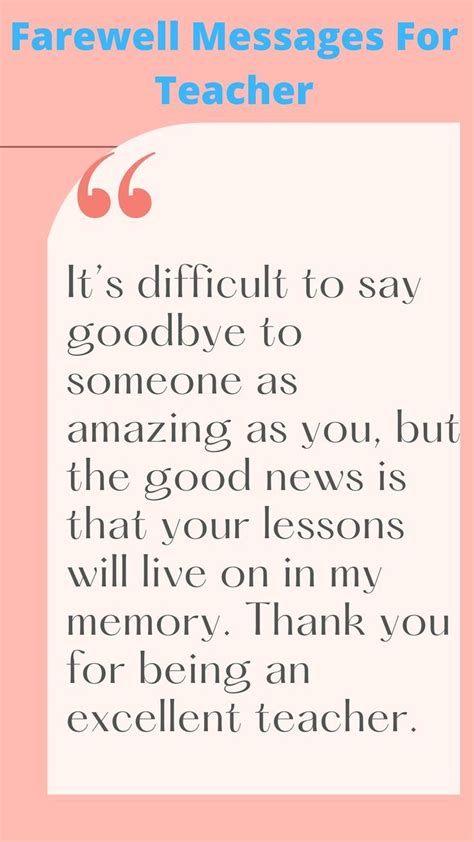 Farewell message for a Teacher from Students | Teacher quotes inspirational, Message for teacher ...