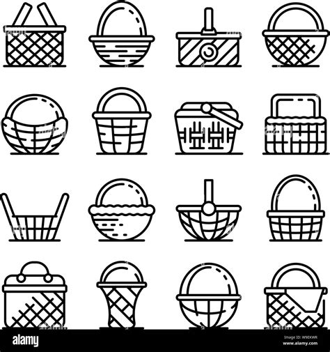 Wicker icons set, outline style Stock Vector Image & Art - Alamy
