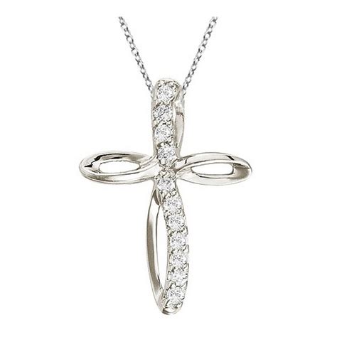 Seven Seas Jewelers - Swirl Diamond Cross Pendant Necklace in 14k White Gold (0.10ct) - Walmart ...