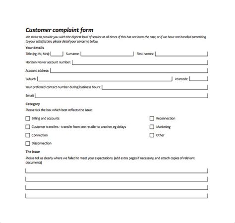 FREE 9+ Sample Customer Complaint Form Examples in PDF | MS Word