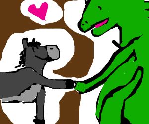 Dragon and Donkey from Shrek are in love - Drawception