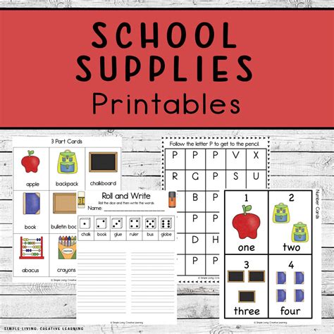 School Supplies Printables - Simple Living. Creative Learning