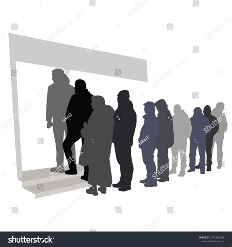 Group People Waiting Line Vector Silhouette Stock Vector (Royalty Free ...