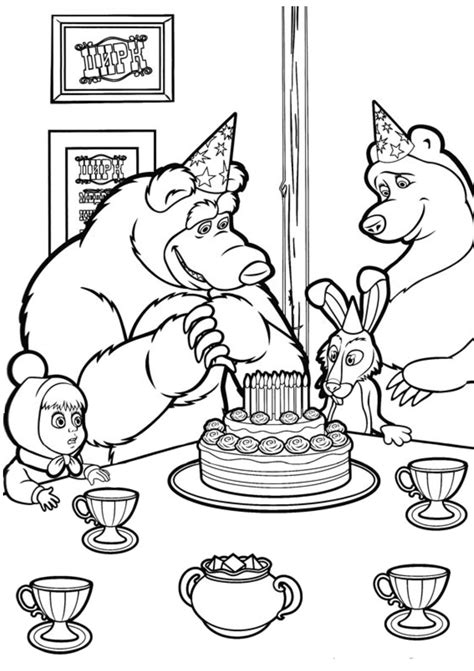 the bear family celebrating their birthday with cake