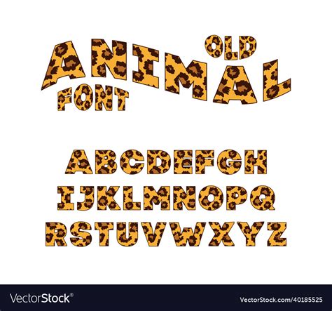 Animal font for posters mammals fur leopard Vector Image