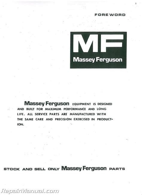 Massey Ferguson MF165 Gas and Diesel Parts Manual