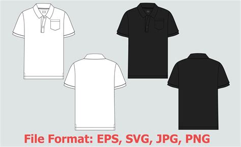 Black, White Polo Shirt Template Svg Graphic by ClothingArtStudio ...