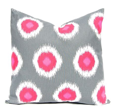 Items similar to Polka Dot Pillow Covers - Berry Pink and Charcoal Gray - Decorative Pillow ...