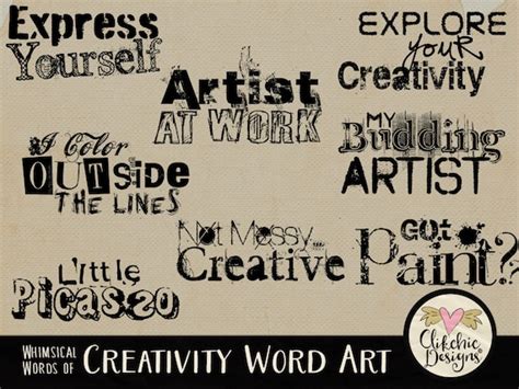 Items similar to Craft Word Art Clip Art, Creative Digital Scrapbook Word Art Titles Clipart ...