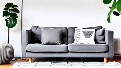 Premium AI Image | Scandinavian design style living room with a Grey sofa